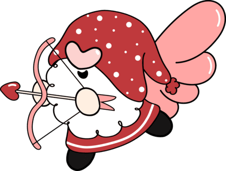 söt Lycklig ljuv röd valentine gnome tecknad serie klotter hand teckning png