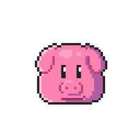 pig head in pixel art style vector