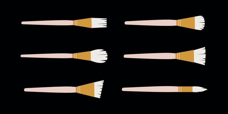 Flat vector painting tools in childish style. Hand drawn art supplies