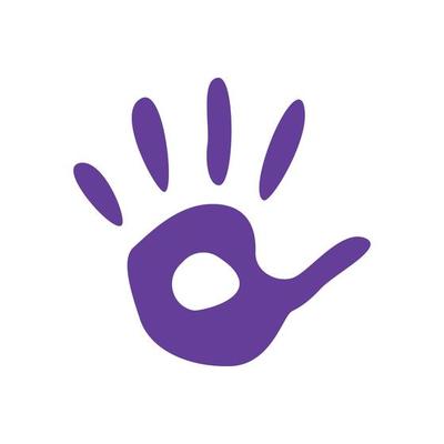 Flat vector painting tools in childish style. Hand drawn hand print, palm silhouette