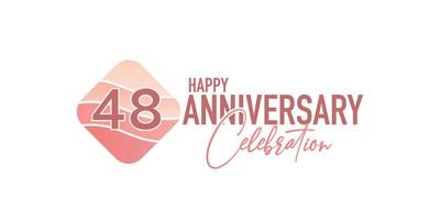 48 years anniversary logo vector illustration design celebration with pink geometric design