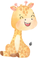 schattig waterverf gelukkig baby onschuld giraffe dieren in het wild dier tekenfilm kinderkamer illustratie png