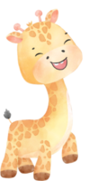 aguarela fofa feliz bebê girafa animal desenho animado mão desenhado png