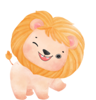 mignonne content bébé Lion enfant espiègle innocence animal dessin animé aquarelle illustration png