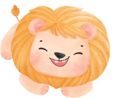 mignonne content bébé Lion enfant espiègle innocence animal dessin animé aquarelle illustration png