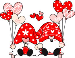 carino contento dolce rosso San Valentino gnomo cartone animato scarabocchio mano disegno png