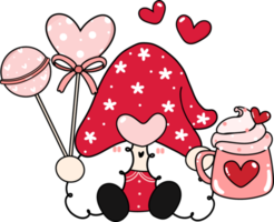 söt Lycklig ljuv röd valentine gnome tecknad serie klotter hand teckning png