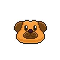 dog head in pixel art style vector