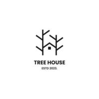 Tree House logo design simple modern minimalist concept vector