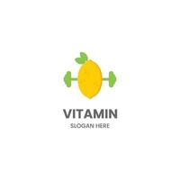 lemon with barbell logo design on isolated background vector