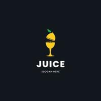 lemon juice logo, lemon fruit combine with wineglass logo concept vector