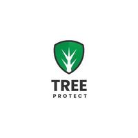 protect tree logo design icon template, tree with shield logo concept vector