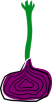 linda cebolla frutas y vegetal miedoso peculiar mano dibujo garabatear png