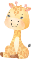 schattig waterverf gelukkig baby onschuld giraffe dieren in het wild dier tekenfilm kinderkamer illustratie png