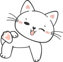 söt rolig Lycklig vit kattunge katt tecknad serie karaktär klotter teckning png