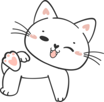 linda gracioso contento blanco gatito gato dibujos animados personaje garabatear dibujo png