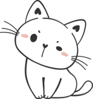 mignonne marrant content blanc chaton chat dessin animé personnage griffonnage dessin png