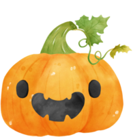 cute watercolour Halloween autumn pumpkins with face carved cartoon hand drawn png