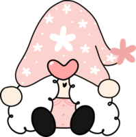 mignonne content sucré rose Valentin gnome dessin animé griffonnage main dessin png