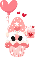 söt Lycklig ljuv valentine gnome tecknad serie platt grafisk design hand teckning png
