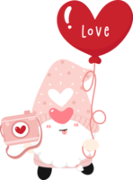 carino contento dolce San Valentino gnomo cartone animato piatto grafico design mano disegno png