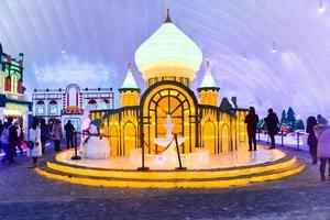 HARBIN, CHINA - JAN 21, 2017-Harbin International Ice and Snow Sculpture Festival is an annual winter festival that takes place in Harbin. It is the world largest ice and snow festival. photo