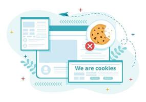 Internet Cookies Technology Illustration with Track Cookie Record of Browsing a Website in Flat Cartoon Hand Drawn Landing Page Templates vector