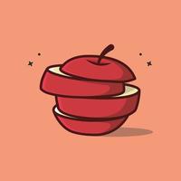 Apple Fruit Cartoon Vector Icon Illustration.Apple Diet Vector Icon Illustration. Apple Fruit Menu of Diet. Flat Cartoon Style