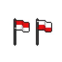 white and red flag in pixel art style vector