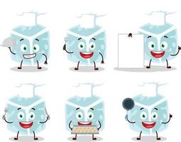 Cartoon character of ice tube with various chef emoticons vector