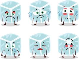 Ice tube cartoon character with sad expression vector