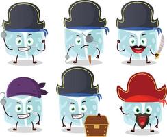 Cartoon character of ice tube with various pirates emoticons vector