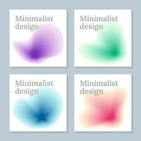 Set of social media templates with color ripple gradient backgrounds. Vector illustration.