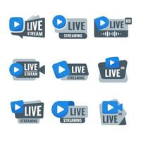 General Live Streaming Label Set vector