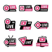 General Live Streaming Label Collection vector