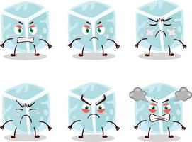 Ice tube cartoon character with various angry expressions vector