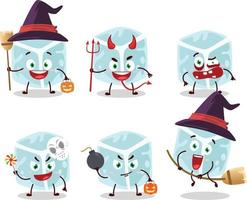 Halloween expression emoticons with cartoon character of ice tube vector