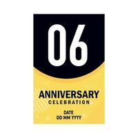 06 years anniversary invitation card design, modern design elements, white background vector design