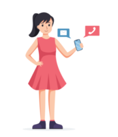 woman using smartphone isolated illustration png