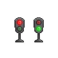 traffic light in pixel art style vector