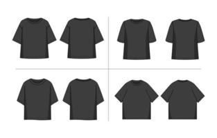 Outline Oversize Tshirt Black Mockup vector
