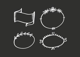 Hand drawn line art banners and picture frames set vector art.