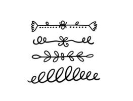 Set divider line art calligraphy elements. Hand drawn vector illustration art.