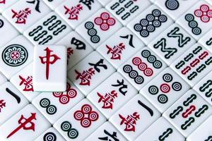 harbin, China - dic 30, 2018-mahjong es el antiguo asiático tablero juego. foto