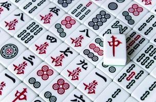 harbin, China - dic 30, 2018-mahjong es el antiguo asiático tablero juego. foto