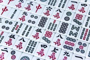 HARBIN, CHINA - DEC 30, 2018-Mahjong is the ancient asian board game. photo