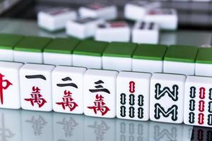 HARBIN, CHINA - DEC 30, 2018-Mahjong is the ancient asian board game. photo