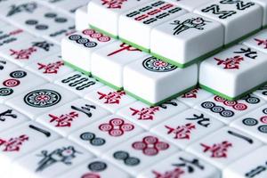 HARBIN, CHINA - DEC 30, 2018-Mahjong is the ancient asian board game. photo