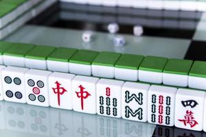HARBIN, CHINA - DEC 30, 2018-Mahjong is the ancient asian board game. photo