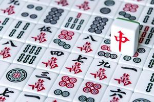 HARBIN, CHINA - DEC 30, 2018-Mahjong is the ancient asian board game. photo